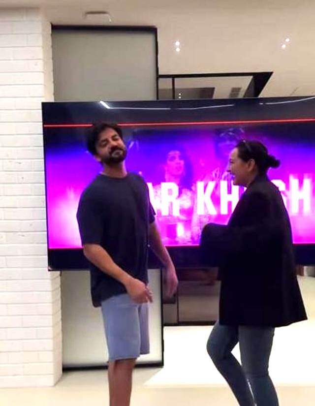 Sonakshi Sinha and Zaheer Iqbal groove on original disco dancer Mithun's tunes